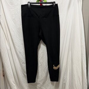 Nike Black Leggings with Leopard Accent